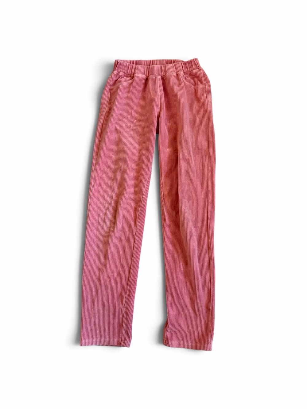 Hanna Andersson Pink Velour Ribbed Knit Slim Pants | 140